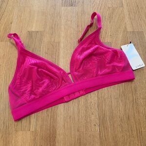 Lively LARGE Unlined Wireless Bralette in Pink Peapock NEW